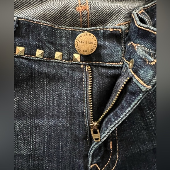 Current/Elliott Gold Studded Cropped Jeans Sz 27 - Picture 10 of 11